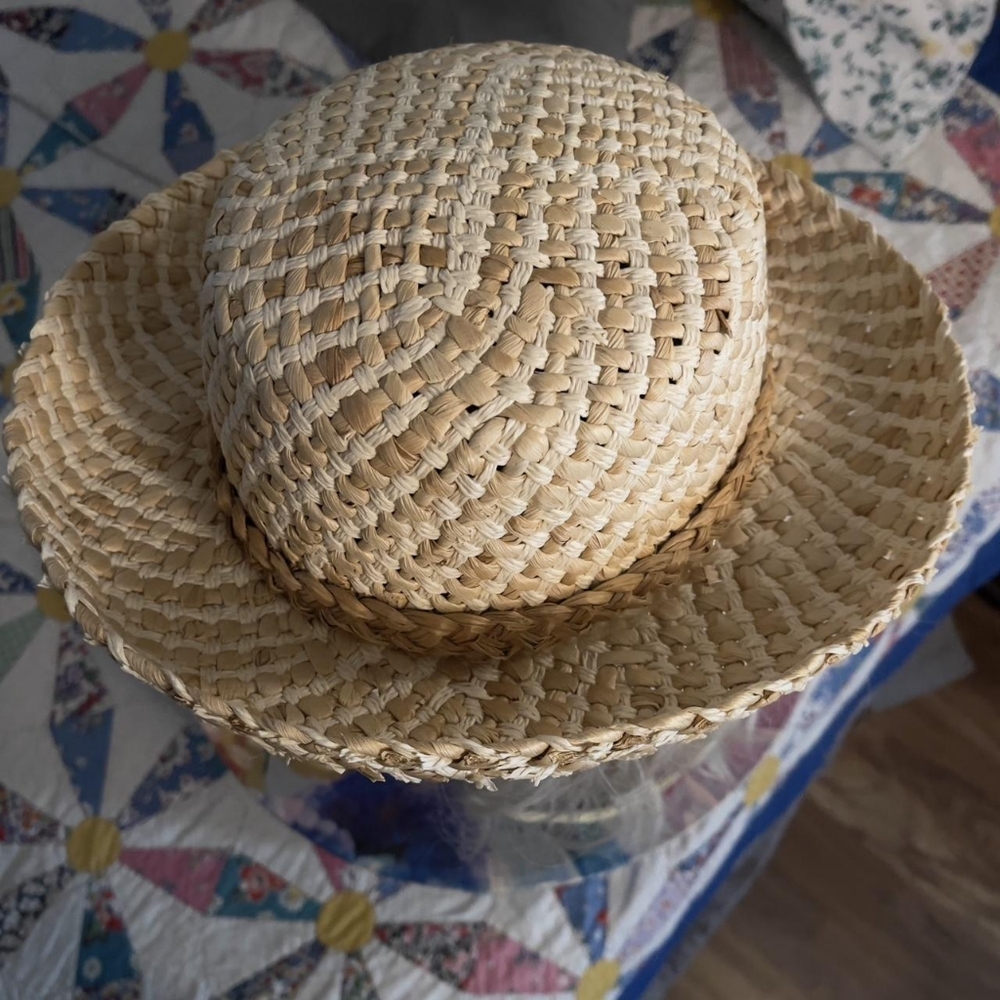 Women's Tan and Cream Hat - Picture 2 of 3